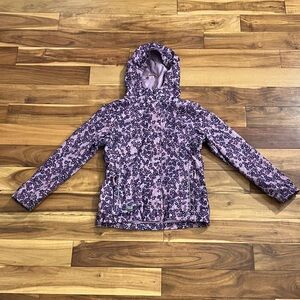 XMTN- Floral Kids Hooded Jacket - Purple. Size Medium 7/8